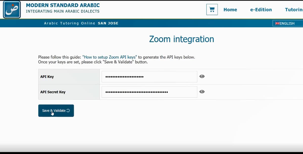 ZOOM-API MSA API Credentials Screen